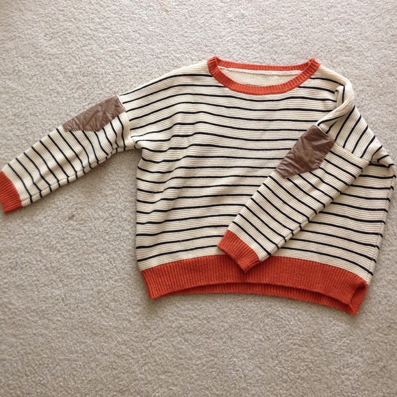 Cute knit sweater with faux leather elbow patches