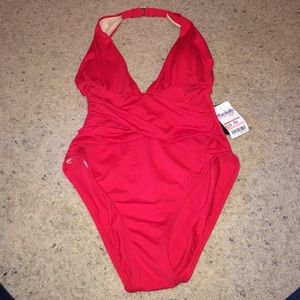 Red one piece swimsuit
