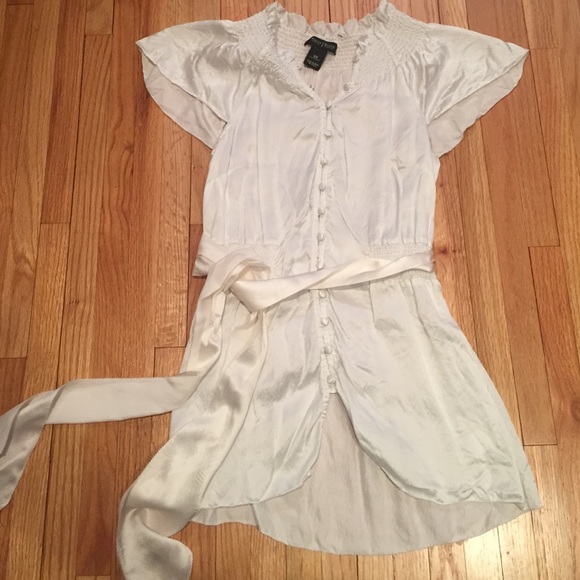 White & Black silky shirt.