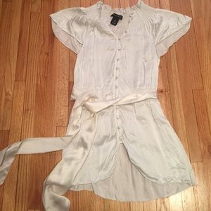 White & Black silky shirt.