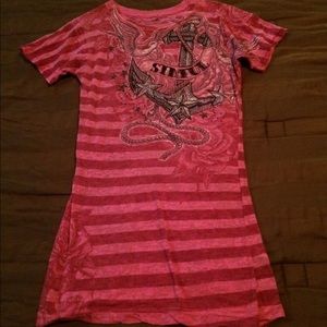 Sinful bling anchor shirt L (fits like a M)