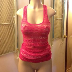 Hot pink lace tank