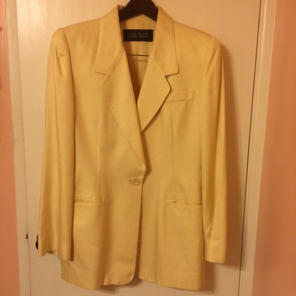 Yellow Ellen Tracy classic silk jacket