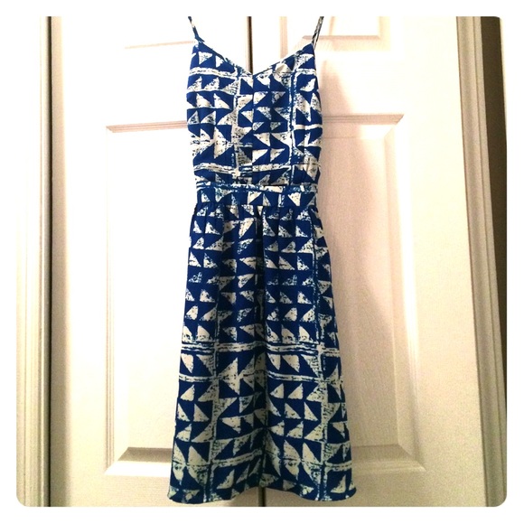 Blue and white dress