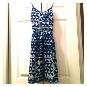 Blue and white dress