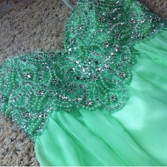 Beautiful Seafoam Green Strapless Prom Dress