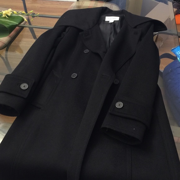 Black cashmere and wool coat
