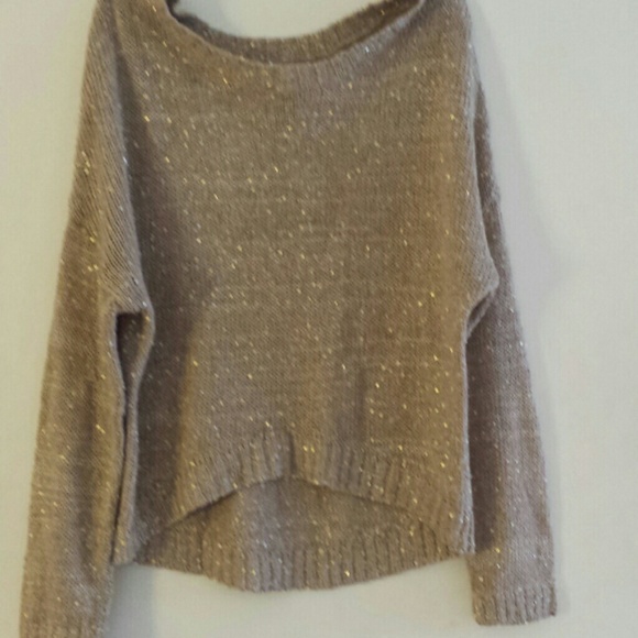 Shimmery High-lo sweater.