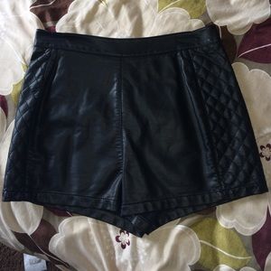 Leather high waist shorts