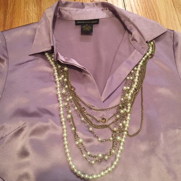 Silk lilac button down shirt. - Picture 2 of 2