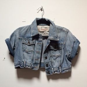 MOSSIMO STONEWASH CROP DENIM JEAN JACKET VINTAGE