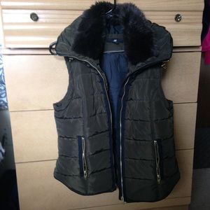 forest green H&M hooded vest