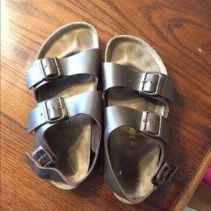 Brown leather Birkenstock with backstrap