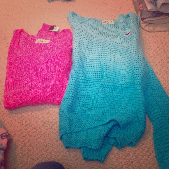 Blue and pink ombre Hollister sweaters