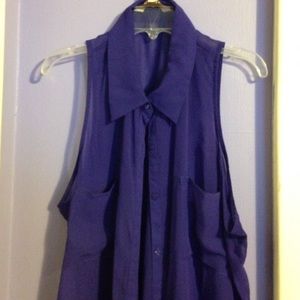 Sheer purple button down