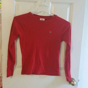 Red Lacoste shirt
