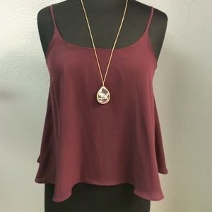 Wine Button Back Tank