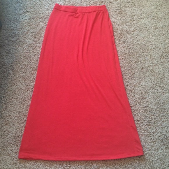 Dark coral maxi skirt