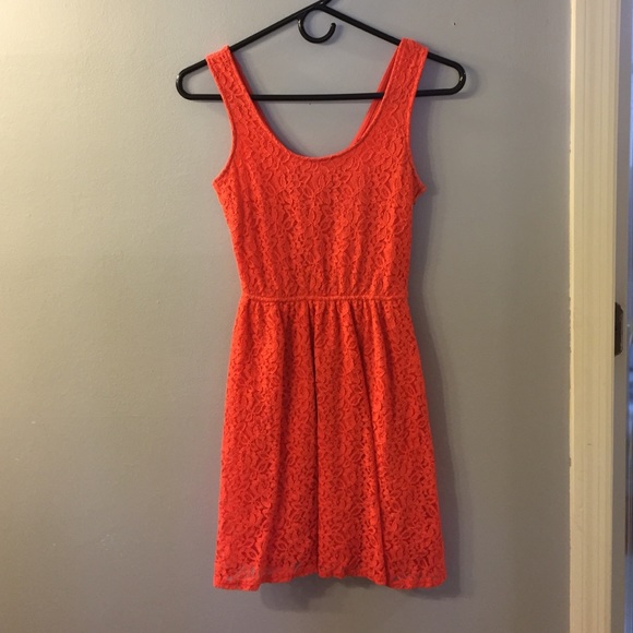 coral lace dress