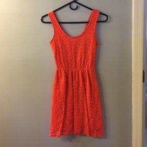 coral lace dress