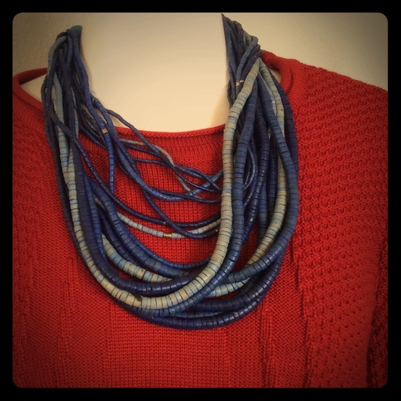 Vintage Blue coral bead necklace