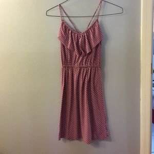 pink/grey striped tie back dress