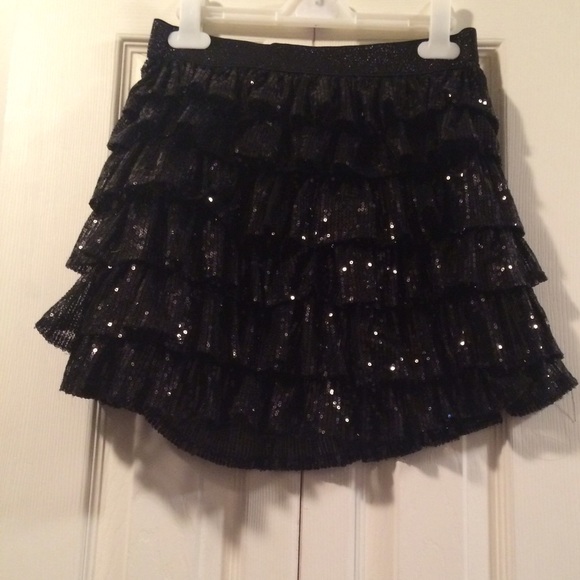 Black Sparkly Tired Skirt