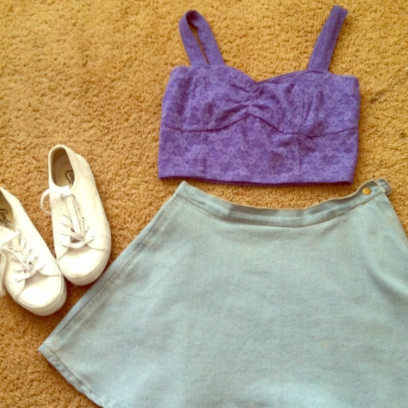 Purple Lace Crop Top