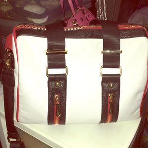 White Black and Red purse