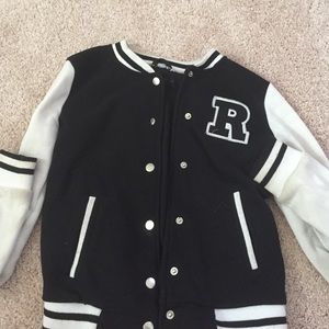black and white baseball letterman jacket