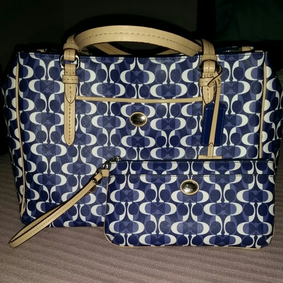 Blue and white Coach bag