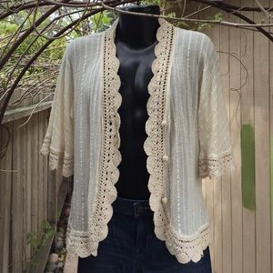 Vintage knitted trim cover up/blouse