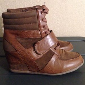 Tan Sneaker Wedges.