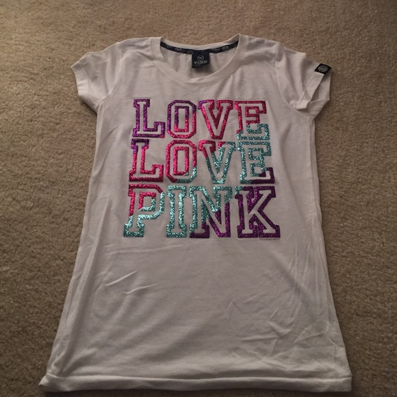 Victoria's Secret "Love Love Pink" White T-shirt