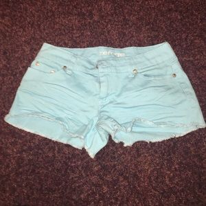 Baby blue denim shorts, never worn