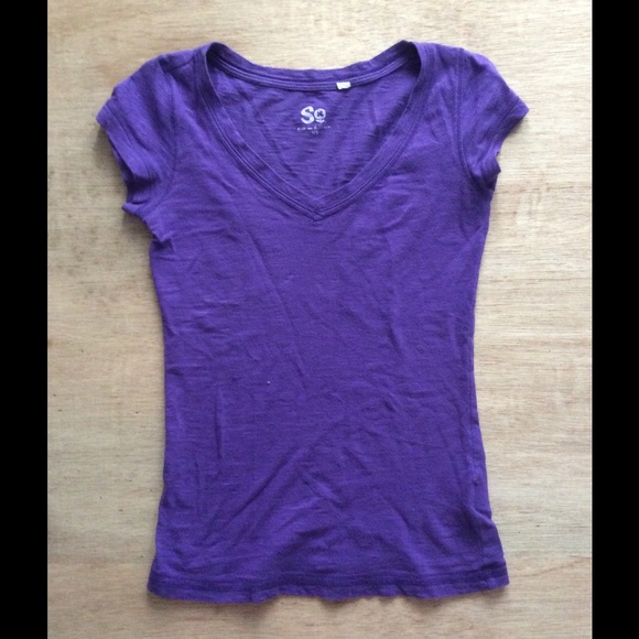 Solid Purple V-neck Shirt