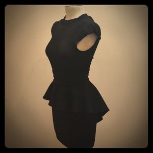 Summer 2015 Black Peplum Tie Neck Cocktail Dress