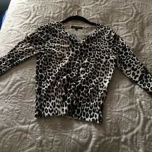 Black and white leopard 3/4 sleeve cardigan
