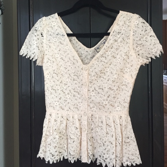 Anthropologie lace peplum top, size 0