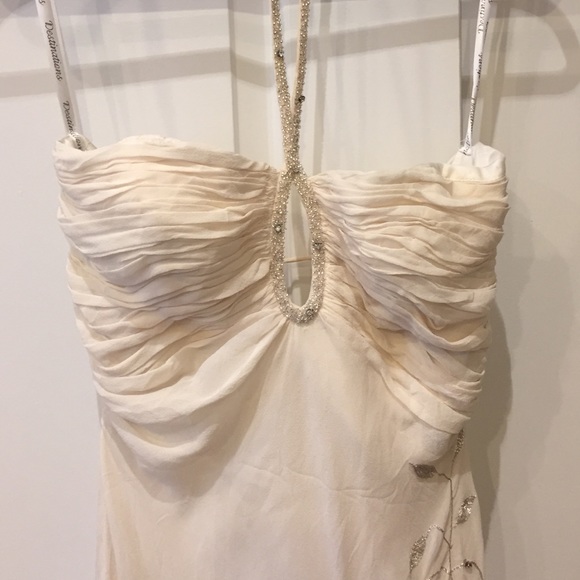 Mon Cheri Destinations White Halter Wedding Dress
