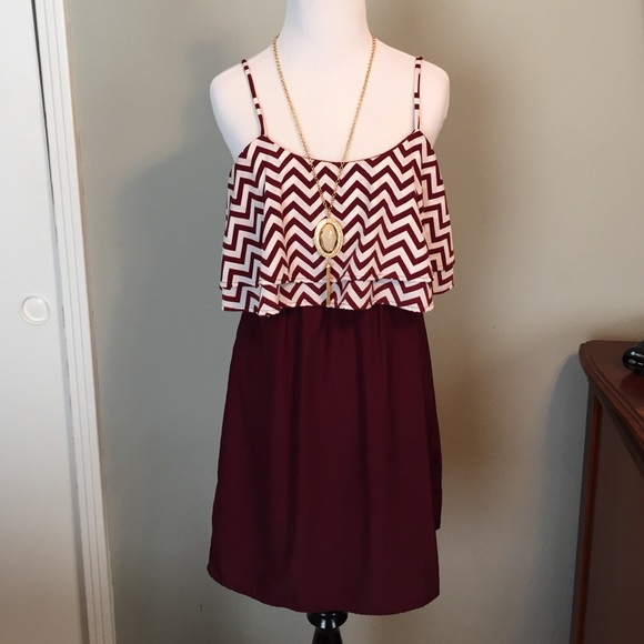 maroon and white dress