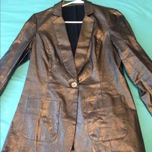 Dark gold long cut one button blazer