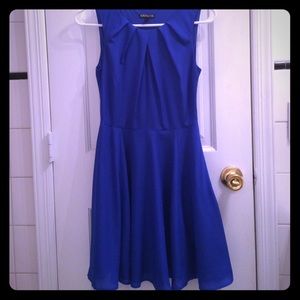 Royal blue skater dress with keyhole neck