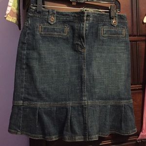 Denim ruffle hem skirt from The Loft