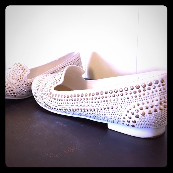White Studded Flats