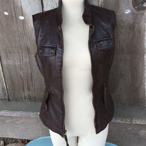 Brown, faux leather, vest