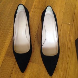 Black suede kitten heels