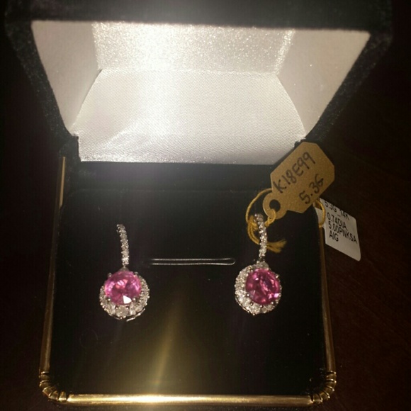 Diamond and Pink Sapphire Earrings