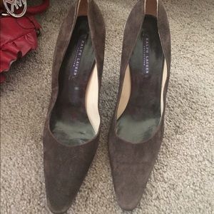 Ralph Lauren brown suede pumps.