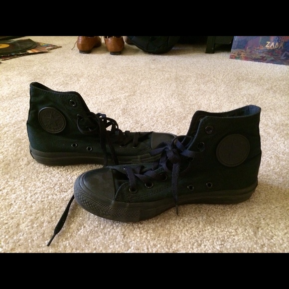 All black high top converse - size 8 women's